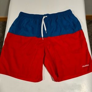 Chubbies Men’s Swim Trunks 8” Inseam Blue Red Mesh Lined Size 2XL XXL